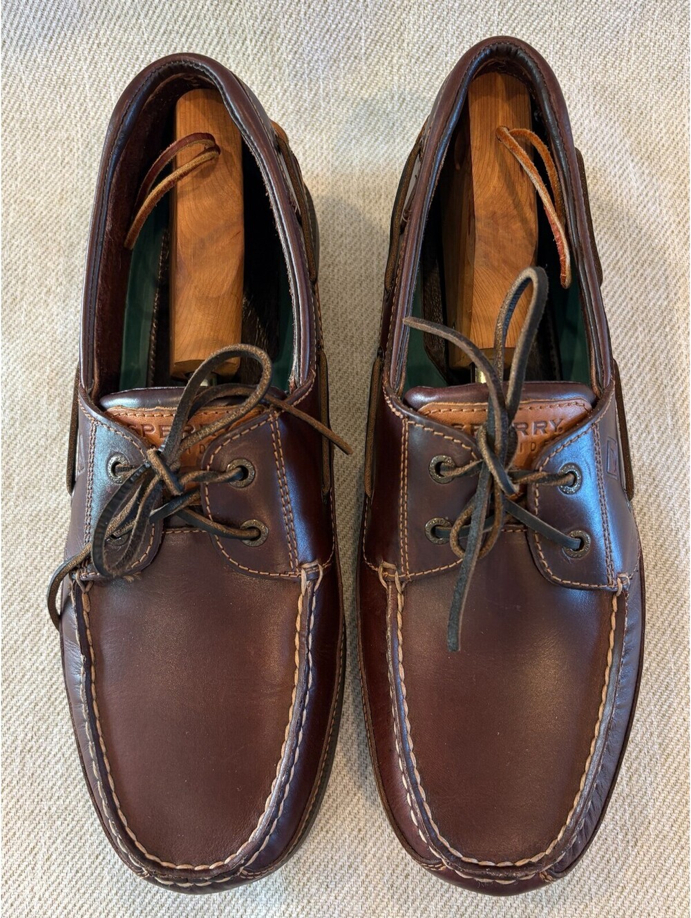 Sperry Top-Sider Mako 2-Eye Boat Shoes Men's 13 M Dark Brown Leather Deck Loafer